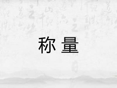 称量 称量