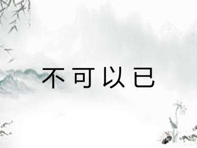 不可以已