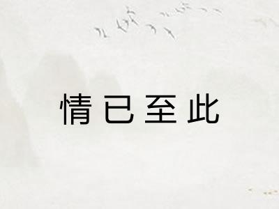 情已至此 情已至此