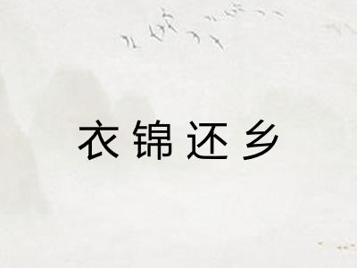 衣锦还乡